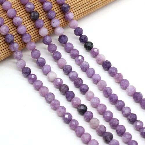 Fashion Small Beaded Natural Stone Purple Fluorite Round Faceted Beads for Jewelry Making DIY Bracelet Necklace Accessories 8mm
