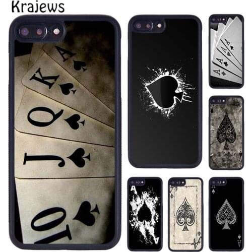 Krajews Ace of Spades Poker Phone Case For iPhone 5 6S 7 8 plus 11 12 Pro X XR XS Max Samsung Galaxy S6 S7 S8 S9 S10 PLUS