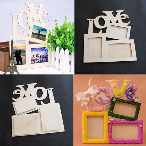 Cheap Wholesale Durable Lovely Hollow Love Wooden Family Photo Picture Frame Rahmen White Base Art Home Decoration Hot New