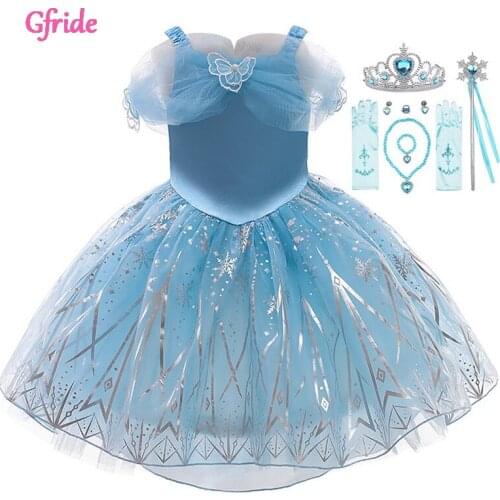 Baby Girl Sleeping Beauty Costumes For Kids Cosplay Snow Queen Tutu Dress Princess Fancy Birthday Theme Party Costumes Blue