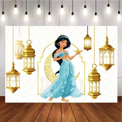 Cartoon Princess Magic Lamp Photography Background Backdrop Children Kids Birthday Party Decoration Tapestry Photo Studio
