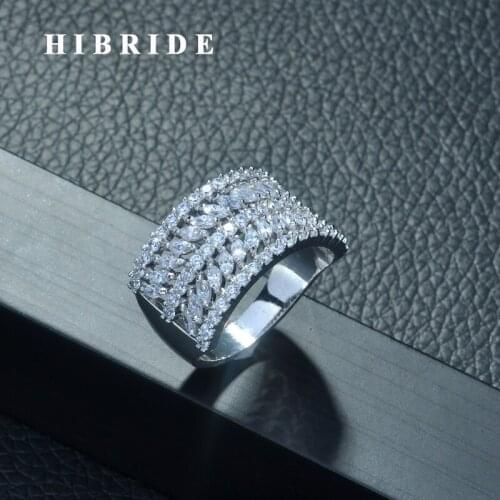 HIBRIDE Elegant Design CZ Ring Paved AAA Cubic Zircon Stone Fashion Women Ring Jewelry Patry Accessories Bijoux Femme R-262