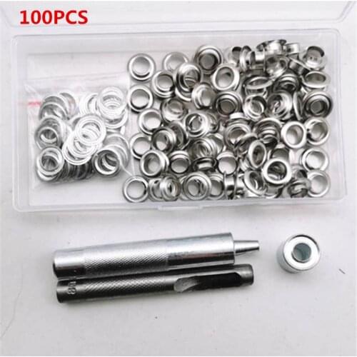 100 Sets Of Eyelet Washer Inner Diameter 8mm Installation Tool 3 Pieces Combination Leather Tool Punching Rivet Diy Accessories