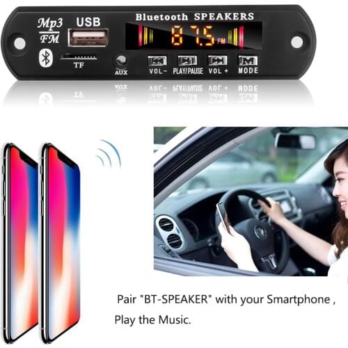 Kebidumei 12V MP3 Player Wireless Color Screen Bluetooth MP3 Decoder Board Audio USB TF FM Radio Module Remote Control