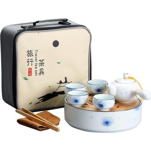 Chinese Travel Kung Fu Tea Set Ceramic Portable Tea Cups Porcelain Teapot Set Teaware Sets Drinkware Accessories Table Decor