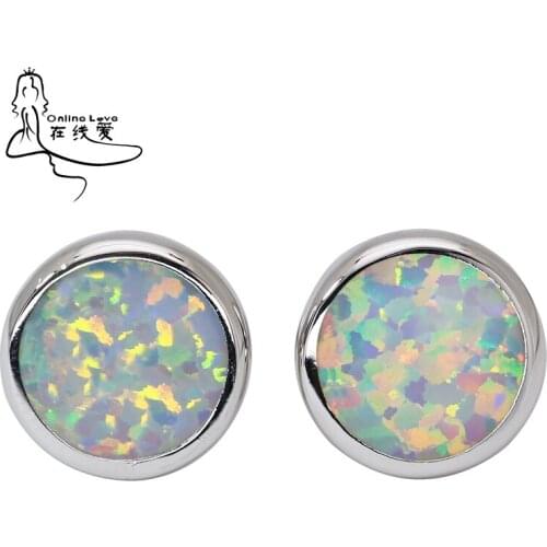 Classic Small Round Stud Earrings New Arrival White Opal Jewelry for Women Gorgeous OL Style Earrings for Evening Party ER203