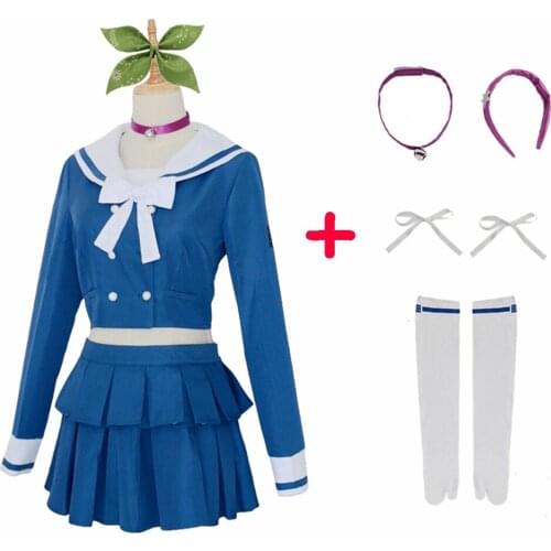 Anime Danganronpa V3 Killing Harmony Chabashira Tenko Girl Women Costume Cosplay Blue School Uniform Outfit Dress Suit Full Set