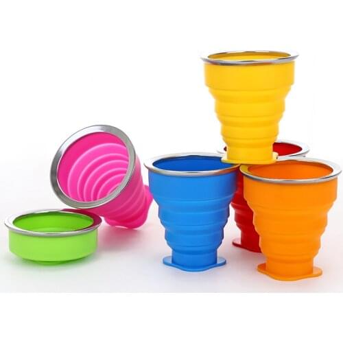 Creative Color Outdoor Sports Water Cup Coffee Cup Portable Travel Silicone Cartoon Folding Cup Brushing Cup Telescopic Cup