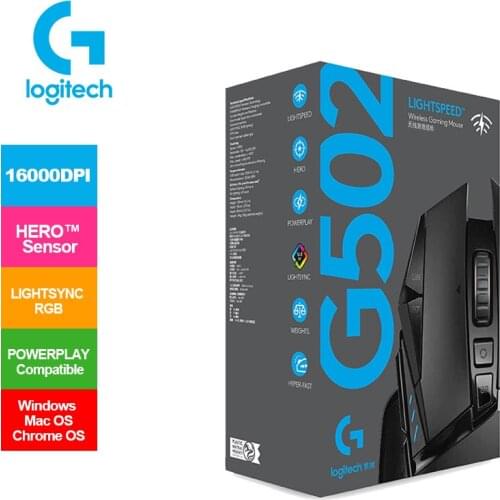 Logitech G502 LIGHTSPEED Wireless Game Mouse with 16000DPI 32-bit ARM HERO SENSOR 2 Zone LIGHTSYNC RGB Mice for Windows Mac OS
