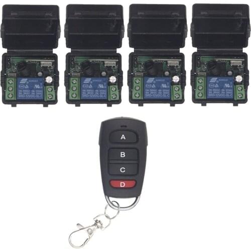 Mini Size DC 12V 1CH 1CH 10A RF Wireless Remote Control Switch For Garage Door / Window / LED Light, Receiver+ Transmitter