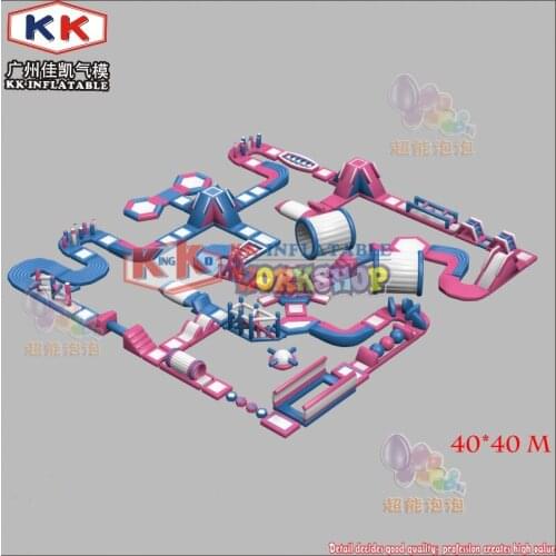 40*40m Crazy Biggest Inflatable Water Floating Entertainment/ floating water Games water park Manufacturer