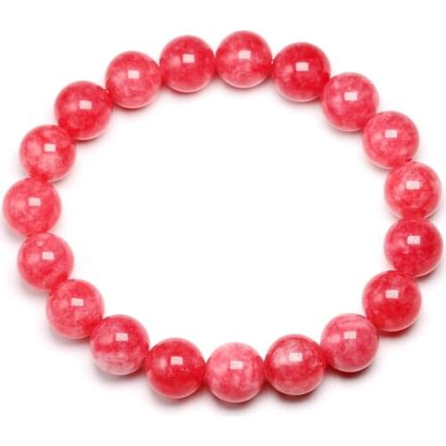 Genuine Natural Stone Rhodonite Round Beads For Quartz Rhodochrosite Bracelet Women Girls Jewelry Gem Bracelets Accessories