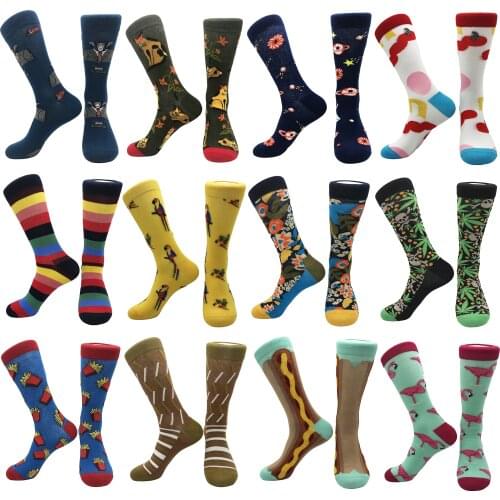 2021 new mens socks party fun style in tube socks lovers stockings lady students cartoon socks
