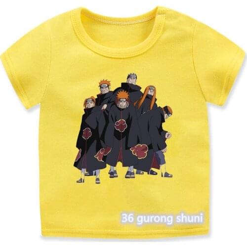 New Kawaii Ninja Boruto наруто T Shirt аниме Anime Clothes Cartoon Print Boys T-shirt Yellow Kids Clothes Children Clothing