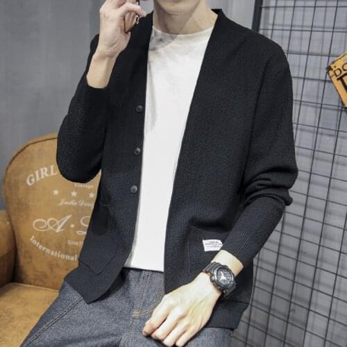 New Men Winter Falllong Sleeves Knit Button Cardigan Sweaters Loose Casual Coats Autumn Fashion Solid Streetwear Jacket Clothing