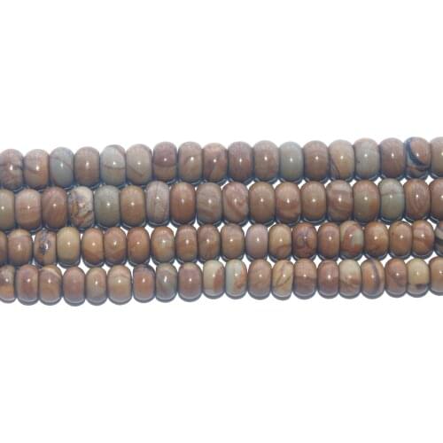 Wholesale 6 8 MM Natural Wood Stripes Stone Spacer Rondelle Loose Beads For Jewelry Making DIY Bracelet Necklace Material