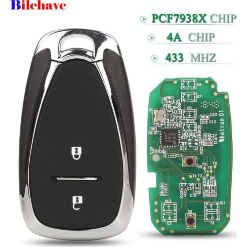 Bilchave 2 Buttons 433Mhz Remote Car Key 4A PCF7938X Chip For Chevrolet WRL Original JM Trax Tracker Smart Key Fob Replacement
