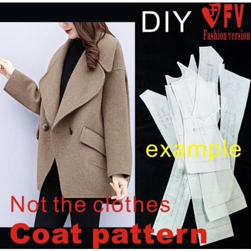 Double-sided Cashmere Coat Pattern Ladies Falling Shoulder Large Lapel Jacket Structure Drawing Garment Sewing Drawing BFY-299