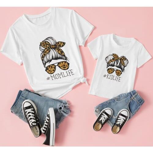 PatPat 2021 Mommy & Me Family Matching T-shirts Letter Print White Short Sleeve Tank Top For Parents Children New Arrival