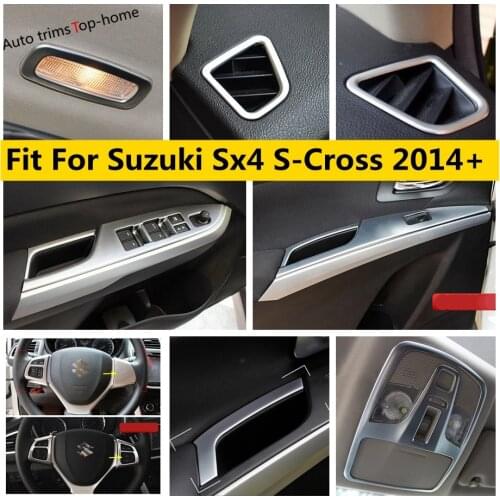 Yimaautotrims Front Rear Reading Lights Lamps / Steering Wheel Gear Cover Trim For Suzuki SX4 S-cross 2014 - 2020 Matte Interior