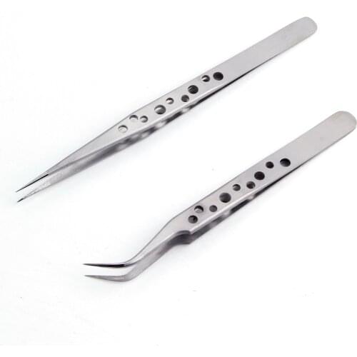 Stainless Steel Eyelash Extensions Tweezers Curved Straight Eyelash Tweezer Volume Lashes Tools Makeup Grafting Eyelashes Pincet