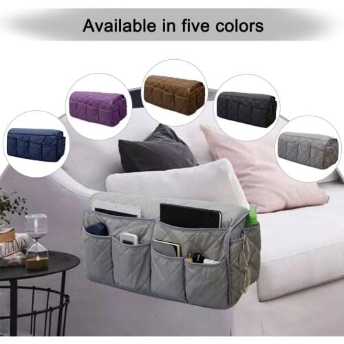 Sofa Armrest Organizer With 4 Pockets And Cup Holder Tray Couch Armchair Hanging Storage Bag For TV Remote Control Cellphone