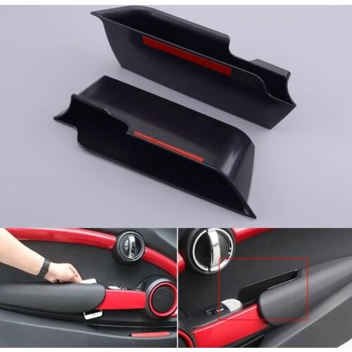 2pcs Black Car Inner Door Handle Armrest Storage Box Holder Organizer Case Container Tray ABS Fit For Mini Cooper F56 Hatchback