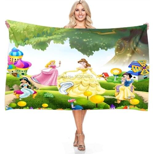 Cartoon 3d Disney Snow White Belle Cinderella Princess Bathroom Bath Towels Microfiber Children Boys Girls Beach Towel Washcloth