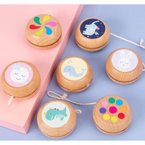 Animal Print Wooden Yoyo Toys Ladybug Toy Kids Yo-Yo Creative Cartoon