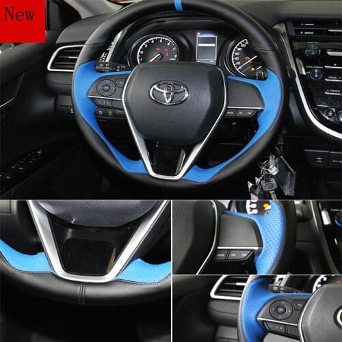 Hand-stitched Leather Car Steering Wheel Cover for Toyota Prado RAV4 Crown 2019 / Highlander Wildlander 2018 Car Accessories
