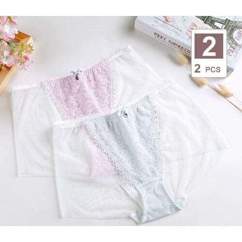 Plus Size Women Sexy Lace Cute Transparent Mesh Panties with High Waist Womens Underwear Panties of Large Size 7xL