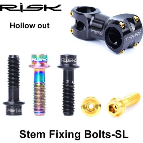 RISK 6pcs Bicycle Hollowed Out Stem Fixing Screws M5x18mm SL Titanium Alloy Bolts Steering Stem Handlebar for Road Mountain Bike