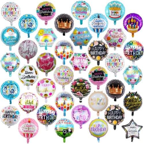 50pcs 18inch happy birthday aluminum foil balloons round hexagon balloons boys and girls birthday party decoration baby shower