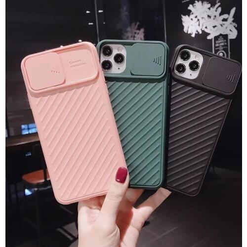 Slide Camera Lens Protector Phone Case For iPhone 11 Case Silicone Lens Cover For iPhone 11 Pro Max X XR XS 6 7 8 Plus Cover
