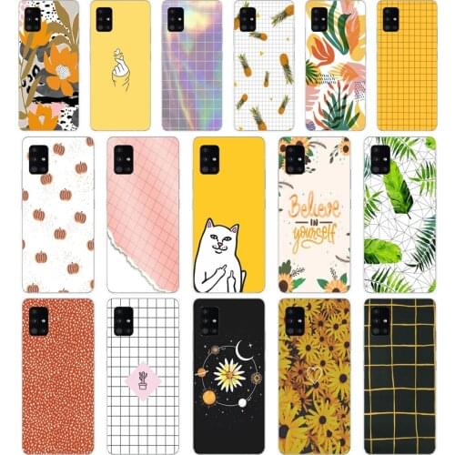 79 Yellow Gird Soft Silicone Tpu Cover phone Case for Samsung Galaxy A31 A41 A51 A71 A40 2019 Case