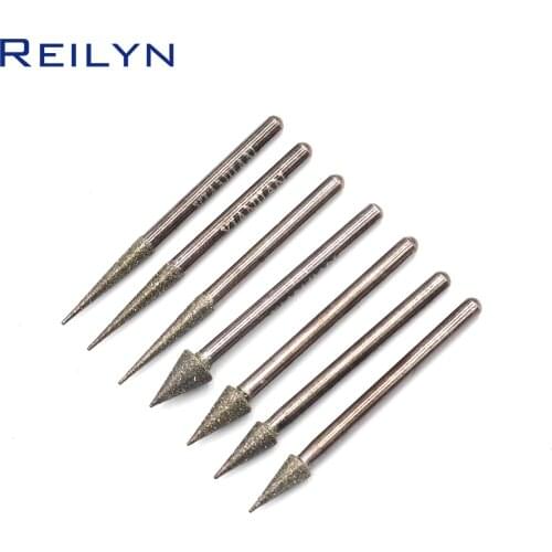 10pcs 3mm shank diamond grinding burr umbrella D type abrasive bits grinding needle 3/4/5/6/8/10mm