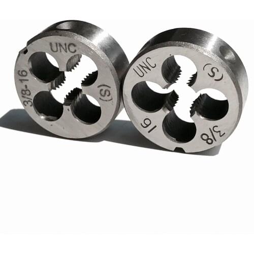 Free shipping of 2PCS UN/UNC/UNS/UNF/UNEF manual die 3/8"-16/18/20/24/27/28/32/36/40 for hand threading soft metal workpieces