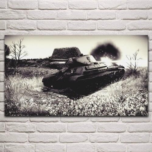 Dark war Soviet battle tank T-34 ww2 artwork posters on the wall picture home living room decoration for bedroom KQ153