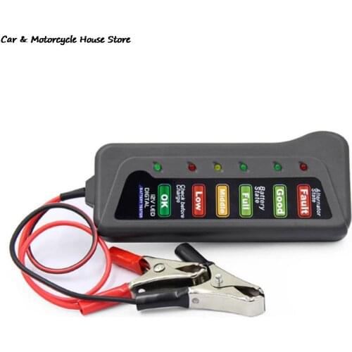 12V Car Battery Tester Digital Alternator 6 LED Lights Display Diagnostic Tool