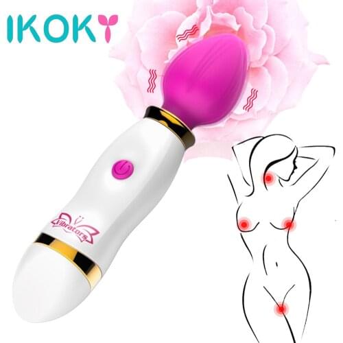 IKOKY G-spot Vibrator Massage Stick 12 Speed Female Masturbation Magic Rod Clitoris Stimulate AV Stick Dildo Vibrator