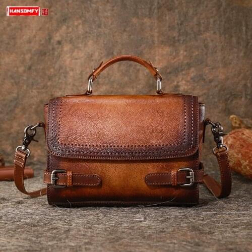 Genuine Leather Women Handbag New Leather Retro Casual Female Small Shoulder Messenger Bag Crossbody Bags Original Ladies 2021