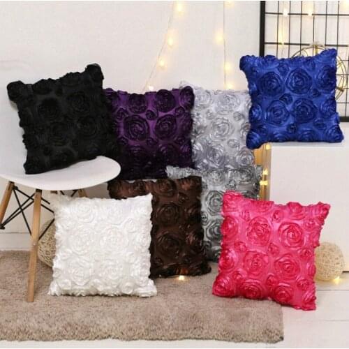 1 Pair 40x40cm 3D Rose Floral Pillow Case Wedding Bedroom Gift Cushion Case Without Filler Hotel