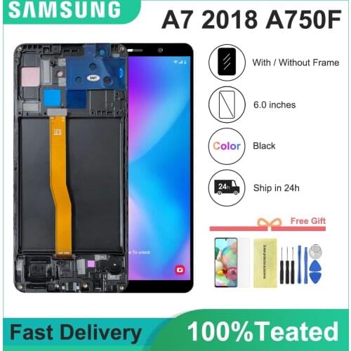 100% Tested For Samsung Galaxy A7 2018 A750 SM-A750F A750F LCD Display Touch Screen With Frame Assembly Replacement Part