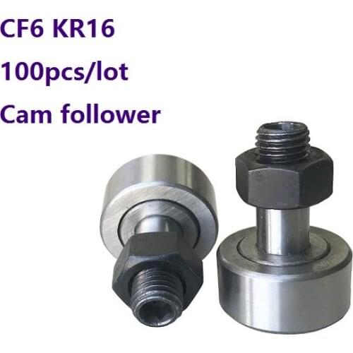 100pcs/lot CF6 KR16 Cam follower Stud type track rollers Needle Roller Bearings