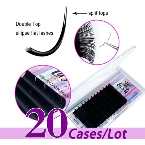 20case/lot Best selling korea PBT flat eyelash extensions 0.15 0.20 volume top quality matte ellipse flat eyelash extension