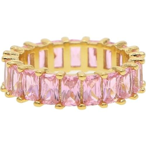 2018 luxury women finger jewelry paved pink cubic zirconia Engagement band luxury cz trendy ring for women lady