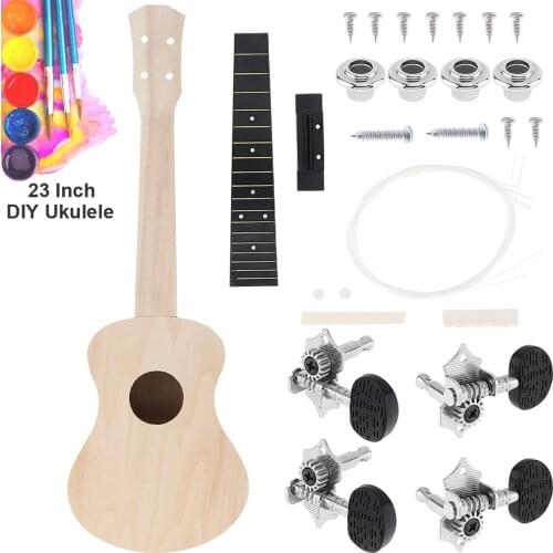 23 Inch Ukulele Basswood DIY Kit Concert Hawaii Guitar for Handwork Painting Parents-child Campaign