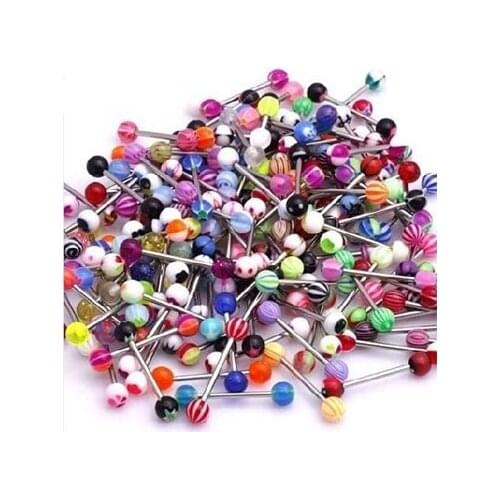 30Pcs Mixed Color Fashion Navel Belly Button Tongue Bar Rings Piercing Body Jewelry Stainless Steel Pole Jewelry Free Shipping