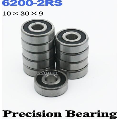 6200RS Bearing ABEC-3 10x30x9 mm Deep Groove 6200-2RS Ball Bearings 6200RZ 180200 RZ RS 6200 2RS EMQ Quality (8 PCS)