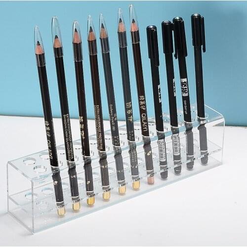 Acrylic Clear 24 Grid Eyebrow Pencil Pen Holder Makeup Brush Pen Storage Box Rack Clear Acrylic Pencil Display Stand Shelf